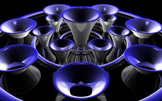 Blue objects circle lights black 4 - symmetric free wallpaper