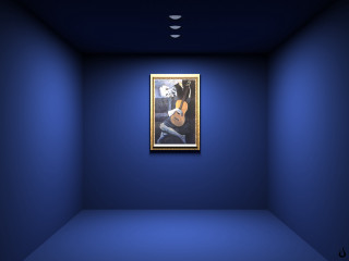 Painting blue wall room blue - postminimalism free wallpaper