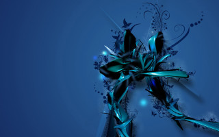 Blue abstract background bow flower 2 - the side of the image free wallpaper