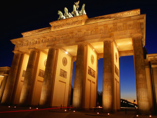 Large building columns statues nighttime 5 - berlin secession free wallpaper for desktop