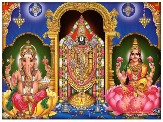 Ganesha lotuses man background painting - divinity free wallpaper