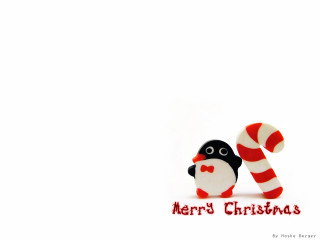 Penguin candy cane merry christmas - merry free wallpaper