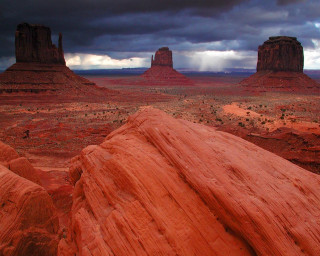 Large rock formation desert cloudy 5 - ansel adams free wallpaper