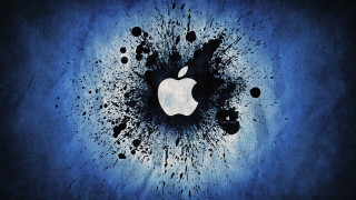 Apple logo blue dots paint - artistic free wallpaper