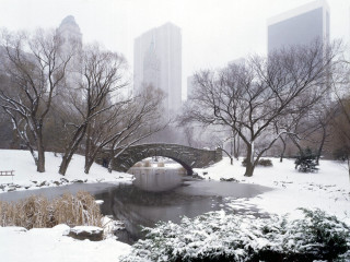 Bridge pond snow park buildings 2 - christopher williams free wallpaper