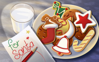 Cookies milk table note christmas - digital art free wallpaper
