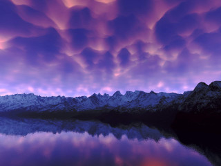 Mountain lake purple sky clouds 2 - a mountain range in the distance free wallpaper