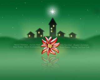 Christmas card red flower house 3 - a christmas card free wallpaper