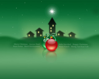 Christmas apple green background house 3 - a red apple free wallpaper for desktop