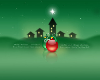 Christmas apple green background house 2 - a red apple free wallpaper