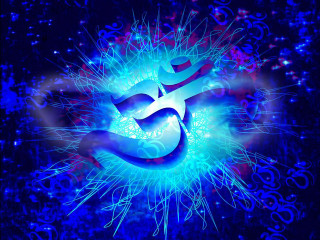 Blue purple om shanti swirl - divinity free wallpaper for desktop