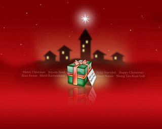Christmas present red background star - a house free wallpaper