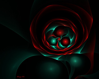 Red rose green blue petals 2 - fractal free wallpaper