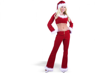 Woman santa suit posing picture 2 - kitsch movement free wallpaper
