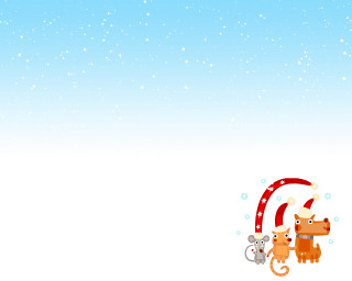 Cartoon cat dog snow red 3 - ribbon free wallpaper