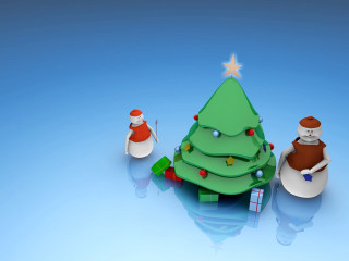 Christmas tree presents snowman blue - a christmas tree free wallpaper