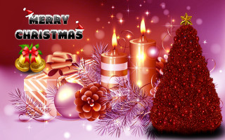 Christmas tree presents candles merry - merry free wallpaper