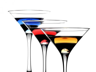 Three martini glasses colored liquids - the glass free wallpaper for desktop
