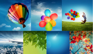 Balloons tree person air holding - a sery of photos free wallpaper