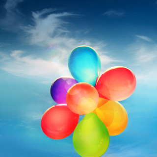 Balloons floating sunny day blue - color field free wallpaper for tablet