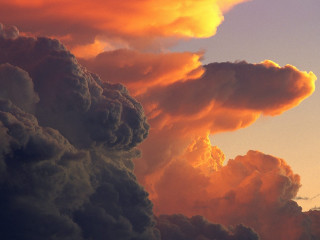 Plane flying sky clouds sunset 4 - colorful cloud free wallpaper
