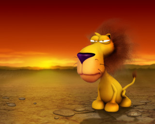 Cartoon lion big mane big 2 - a desert area free wallpaper