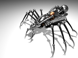 Metal spider wooden handle back 4 - 3 d model free wallpaper