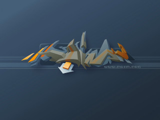 Stylized mountain paper sticking out - graffiti art free wallpaper
