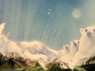 Polar bear mountain stars night - polar free wallpaper