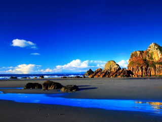 Beach blue stream rocks sky 2 - beautiful scenery free wallpaper