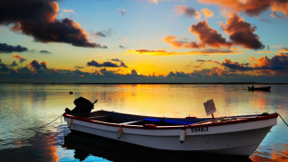 Boat sunset water sky clouds 4 - beautiful scenery free wallpaper