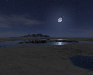 Night scene moon lake mountain - a night scene free wallpaper