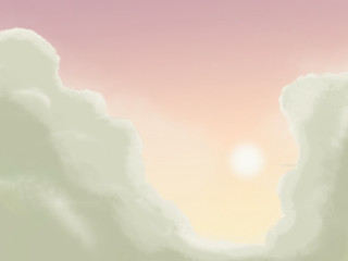 Sunset clouds plane pink yellow - a painting of a sunset free wallpaper