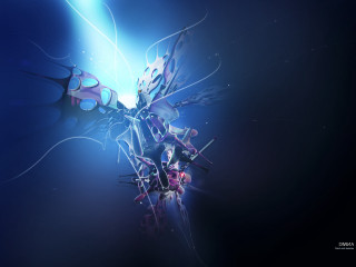 Butterfly blue background blue light - biomechanical free wallpaper