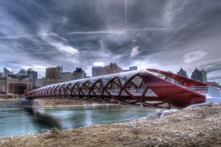 Red bridge river city cloudy - free airplane wallpaper for desktop