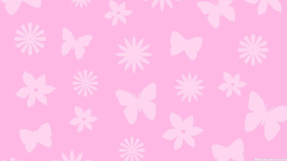 Pink background white butterflies flowers - plain free wallpaper for desktop