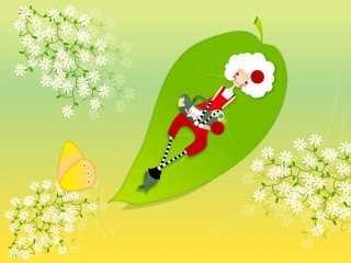 Cartoon leaf fish flower background - a flower in the background free wallpaper