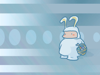 Cartoon bunny basket eggs blue - chiho aoshima free wallpaper