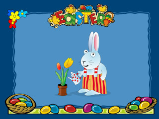 Rabbit holding flower basket eggs 3 - free happy birthday wallpaper