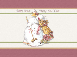 Snowman snowdog pink green striped - ernest william christmas free wallpaper