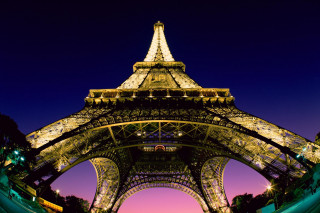 Eiffel tower night pink sky 2 - brassaï free wallpaper