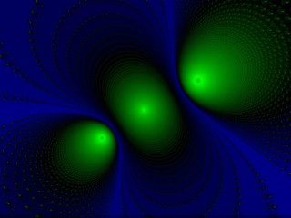 Green balls blue background black - kinetic pointillism free wallpaper