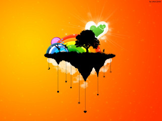 Colorful background tree rainbow hill - surreal design free wallpaper for desktop