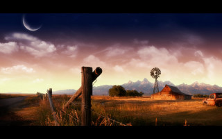 Farm windmill barn sunset full 3 - a farm free wallpaper