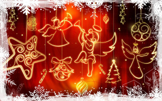 Christmas scene red background snowflakes - a christmas scene free wallpaper