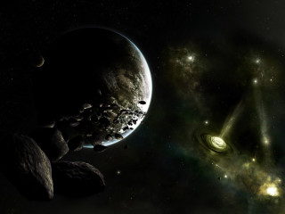 Space planet star distant object - a planet and a star in the background free wallpaper