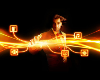 Glowing sword man energy light - line free wallpaper