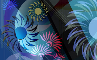 Colorful abstract sun flower blue 3 - a blue circle free wallpaper