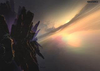 Sunset clouds sunbeam background computer - a distant object in the foreground free wallpaper