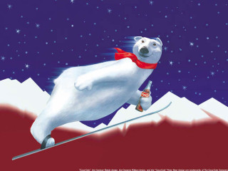 Polar bear skiing night snowy - a snowy mountain free wallpaper